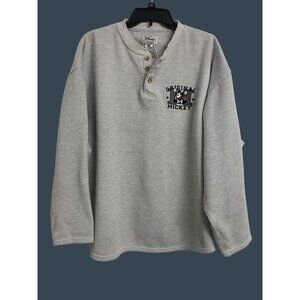 Vtg 90Ss Disney XXL Original Mickey Cotton Henley Sweatshirt Waffle Knit